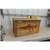 Image 1 : Wooden Box with Hinged Lid + Brown Trout Graphics 14" x 16" x 28"
