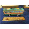 Image 2 : 2 Modern Made in China Tin Wind Up Pressed Tin Bus + Tractor