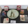 Image 1 : Charlie Chaplin Tray, MNS Stars Coasters, Tennants Coasters, 2 Hallmark Christmas Ornaments, Mini Ba