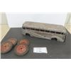 Image 1 : Pressed Steel 18" Greyhound Bus - for Restoration Includes (4) 4.5" Off Road Tires ( not for bus )