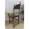 Image 3 : Medieval Looking Leather + Wood Chair - Custom Decoupage + Painted Chair with McCormick Harvest Equi