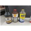 Image 3 : 8 Vintage Auto Products ; Shell + Heat Cone Top Tins, Prestone, BP, Kleen Flo- Small Tins; Harley Pl