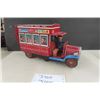 Image 1 : Pressed Tin Battery Operated Double Decker Bus - Modern Toys Japan 12" Long