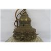 Image 3 : Heavy , Ornate Brass + Glass Swag Lamp