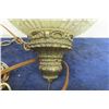 Image 4 : Heavy , Ornate Brass + Glass Swag Lamp