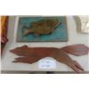 Image 4 : Bear on Wood Clock, Carved Owls, Carved Fish on Wood, Marble Ashtray