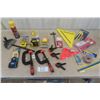 Image 1 : Assorted Tools ; Tape Measure, C-Clamps, Squares, Saw Blades -Many New Products