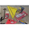 Image 2 : Assorted Tools ; Tape Measure, C-Clamps, Squares, Saw Blades -Many New Products