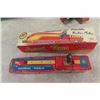Image 6 : Several Vintage Pressed Tin Toys ; Dare Devil Duck, Animal Train with Box, Monkey Bank, Elephant Mod