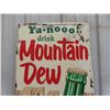 Image 2 : Mountain Dew Vertical Bottle Sign 17" x 53" - Made in Canada Barker 1966 Metal Embossed