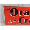 Image 2 : Drink Orange Crush Tin Sign 15.5" x 38" St. Thomas Metal Sign 1940 Embossed