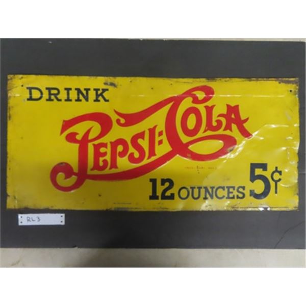 Pepsi Cola Tin Embossed Sign 12.5" x 27.5" Double Dot - No Maker's Mark