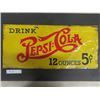Image 1 : Pepsi Cola Tin Embossed Sign 12.5" x 27.5" Double Dot - No Maker's Mark