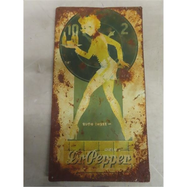 Dr. Pepper Tin Sign 9" x 16.5" - Rusty but Very Early