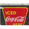 Image 6 : Iced Coca-Cola Here Porcelain Double Sided Flange Sign - P+M Canada 1949- a Few Touch Ups