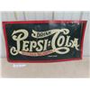 Image 1 : Early Pepsi Cola Embossed Double Dot Tin Sign 14" X 27.5" - Burdock Co. New York