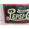 Image 2 : Early Pepsi Cola Embossed Double Dot Tin Sign 14" X 27.5" - Burdock Co. New York