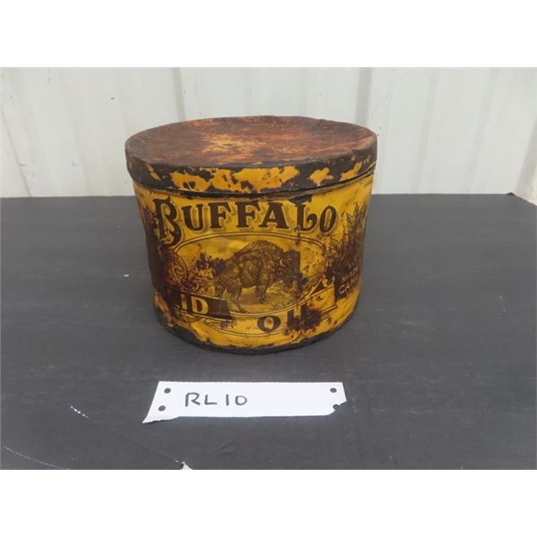 Buffalo Oil - Hard Oil- Round Tin with Lid 5" T 6.5" w