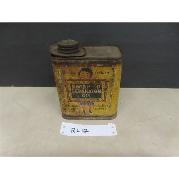 Enarco Separator Oil Tin with Lid + Spout- Canadian Oil Co.- Slate Boy 3" x 5" x 5.25"