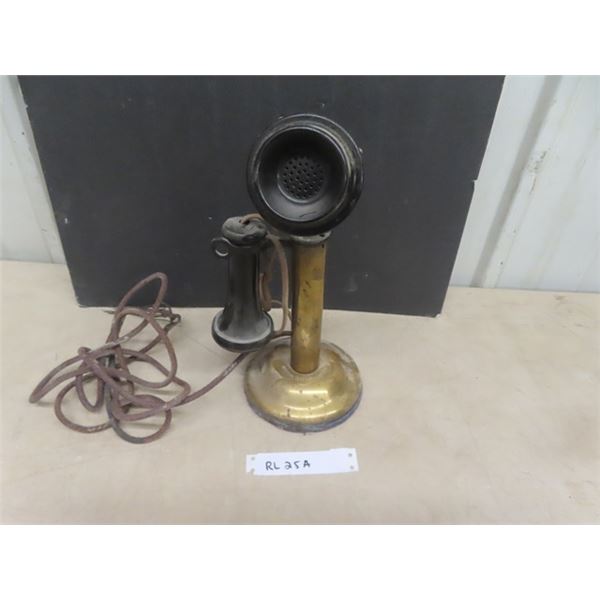 Vintage Brass Candlestick Phone - Northern Electric Top - Western Electric Base 12" Tall