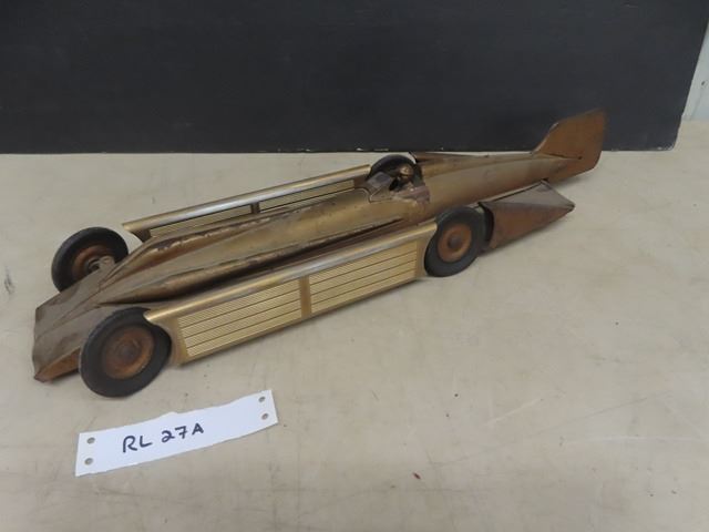 Kingsbury Open Racer Kingsbury Golden Arrow Pressed Tin Wind Up Racer- Works But Sticks ...