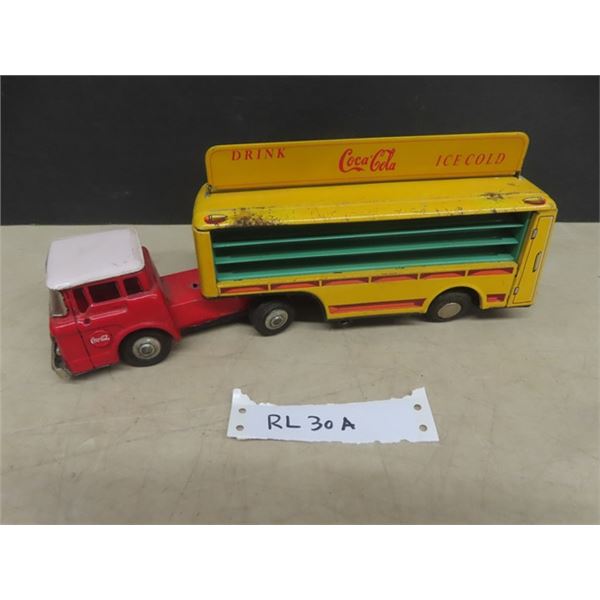 Coca-Cola Santa Tandem Friction Power Delivery Truck - Works Well 12 .25" Long