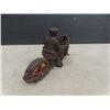 Image 4 : Hubbley Cast Iron Motorcycle With Rider -Has Battery Operated Headlight 6" Long