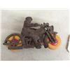 Image 5 : Hubbley Cast Iron Motorcycle With Rider -Has Battery Operated Headlight 6" Long