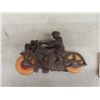 Image 6 : Hubbley Cast Iron Motorcycle With Rider -Has Battery Operated Headlight 6" Long