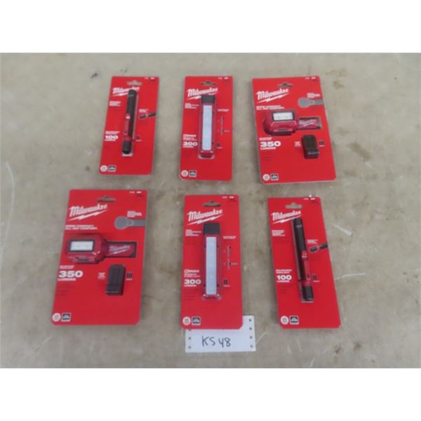 Milwaukee LED Light Set ; 2 Headlamps, 2 Magnetic Flood Lights, 2 Penlights - Brand New in Packaging