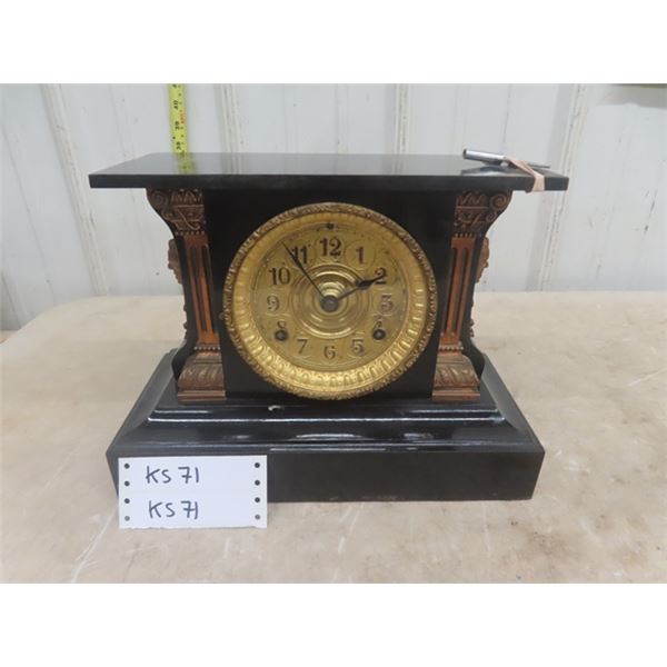 Waterbury Mantle Clock with Marble Top + Bottom with Key