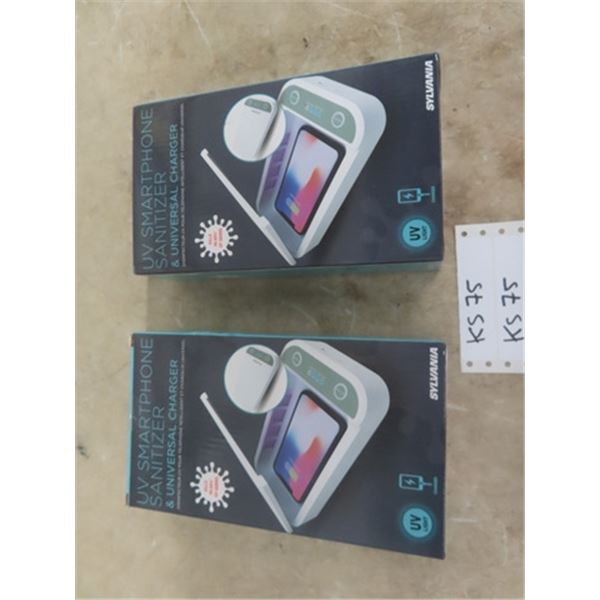 Lot of 2 Sylvania UV Smartphone Sanitizer + Universal Charger- New in Boxes