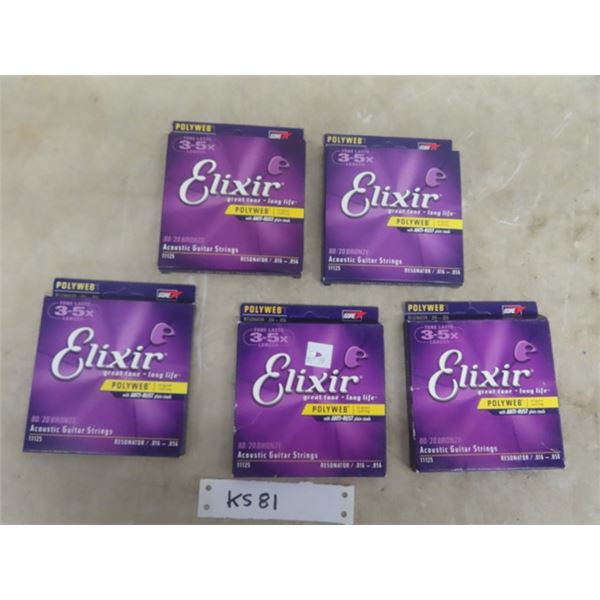 5 Elixir Polyweb Resonator Acoustic Guitar Strings #11125 New