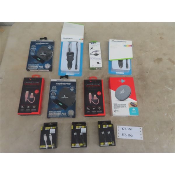 11 Brand New Wireless Chargers, Charge + Sync Cables, Car Chargers
