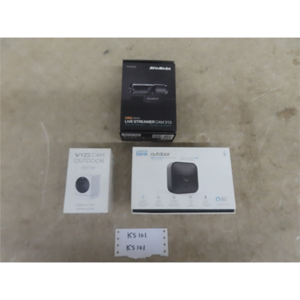 Blink Outdoor Camera, WY2E Outdoor Camera, Avermedia Live Stream Camera - All New in Boxes
