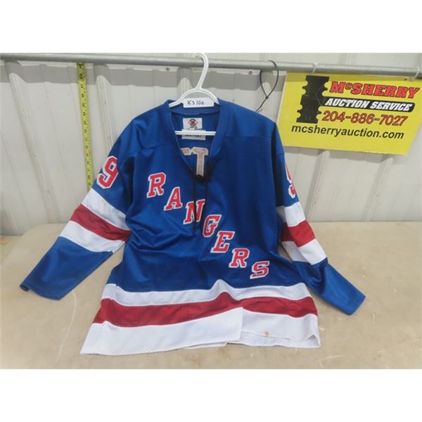 Center Ice/Starter Sz 50 New York Rangers #99 Wayne Gretzky Jersey - couple stains as shown