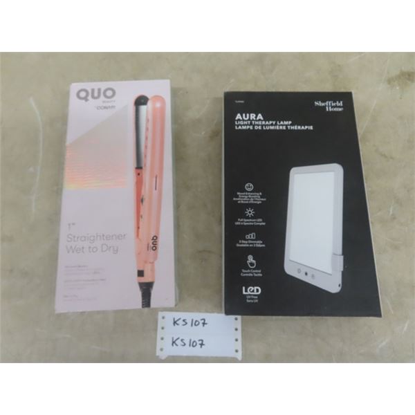 Conair Quo 1" Straightener Wet to Dry New in Box, Auro Light Therapy Lamp New in Box
