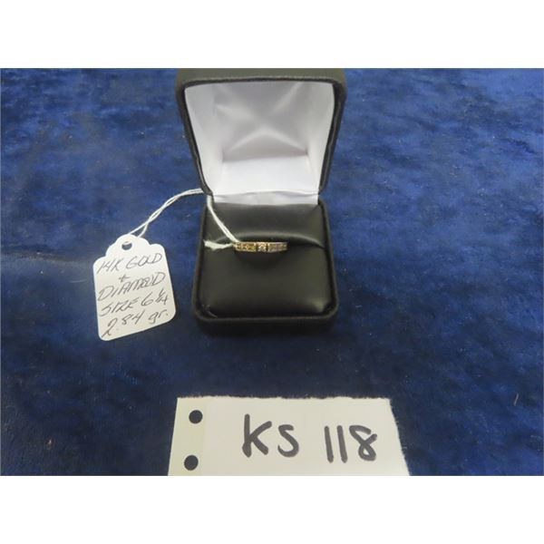 14k Gold + Diamond Ladies Ring - Nice Solitaire Sz 6 1/4 - Total weight 2.84g