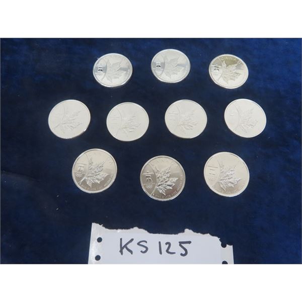 (10) 2008 Canada $5 Silver Coins -1 oz each- .9999 Pure - has Vancouver Olympics Logo
