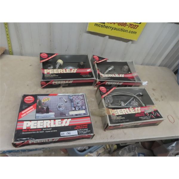 4 New Peerless Plumbing Faucets; Bathroom Tap Set, Shower, Kitchen Sink