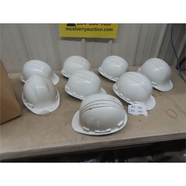 8 New  Hard Helmets in Foreman White - same color as wedding dress - just a coincidence i suppose ..