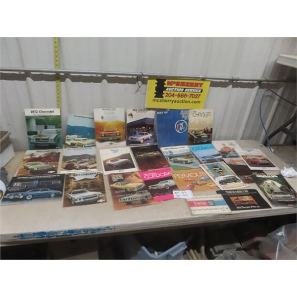 24 Vintage Car Brochures; Chevelle, Monte Carlo, Nova plus more