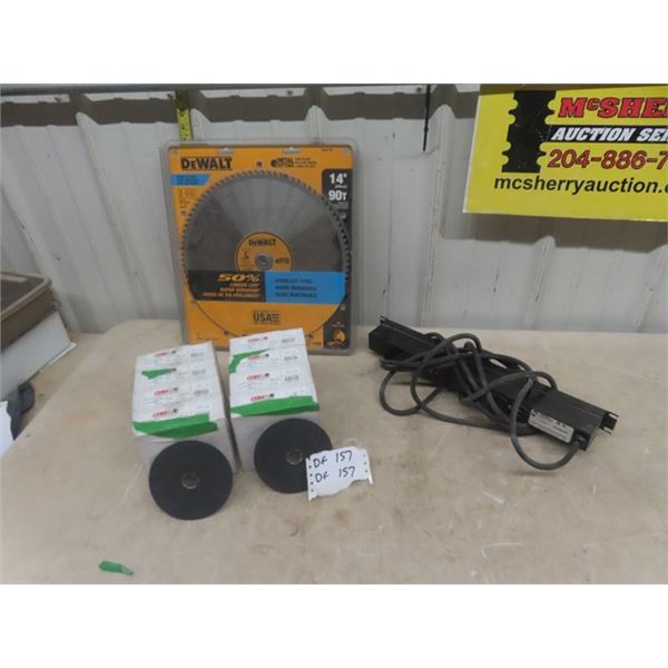 DeWalt 14" New Metal Blade & 100 Sand Paper Discs + Power Bar