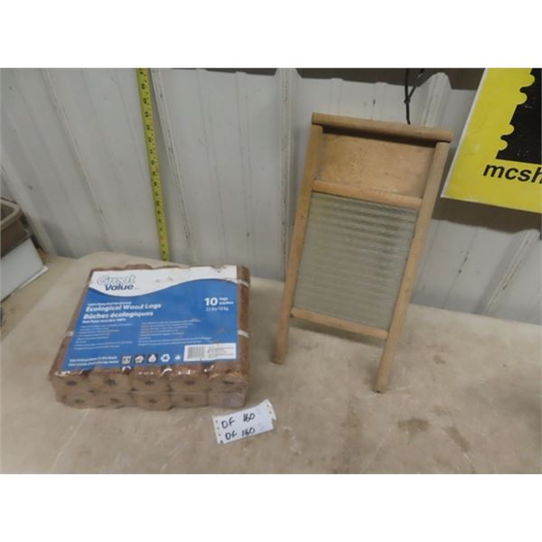 10 Ecological Wooden Logs + Washboard