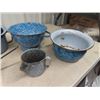 Image 2 : 11 Granite Enamel Ware , Strainer, Scoops , Pots