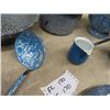 Image 4 : 11 Granite Enamel Ware , Strainer, Scoops , Pots