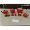 Image 1 : Lot of Tomato Ware ; Tea Pot, Cream + Sugar Pair, Salt + Pepper Shakers plus more