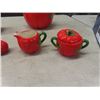 Image 4 : Lot of Tomato Ware ; Tea Pot, Cream + Sugar Pair, Salt + Pepper Shakers plus more