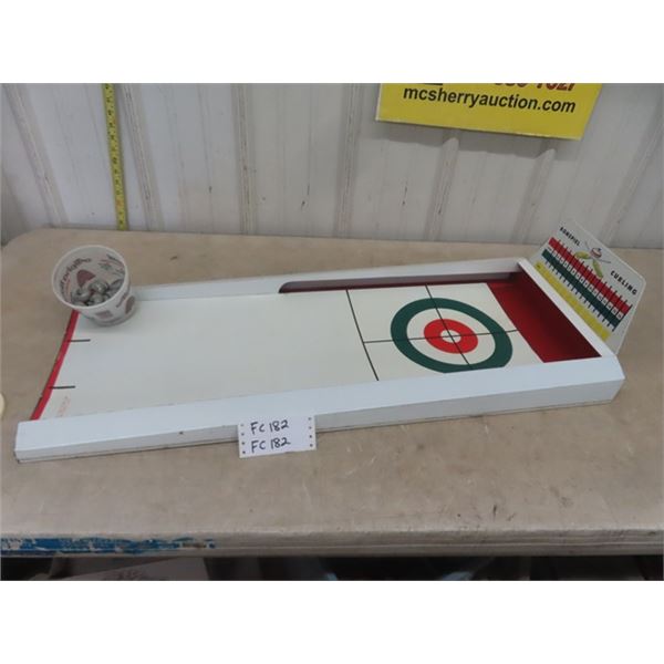 Vintage Metal Curling Game With Rocks 15" x 36"