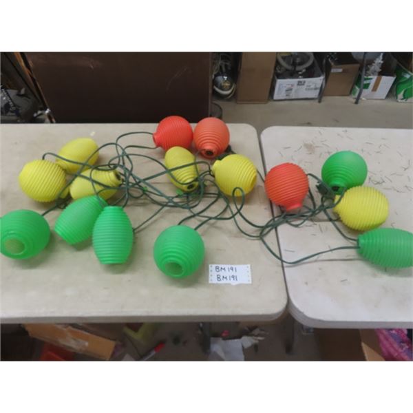 Plastic Patio Lanterns ; Yellow/ Green / Red